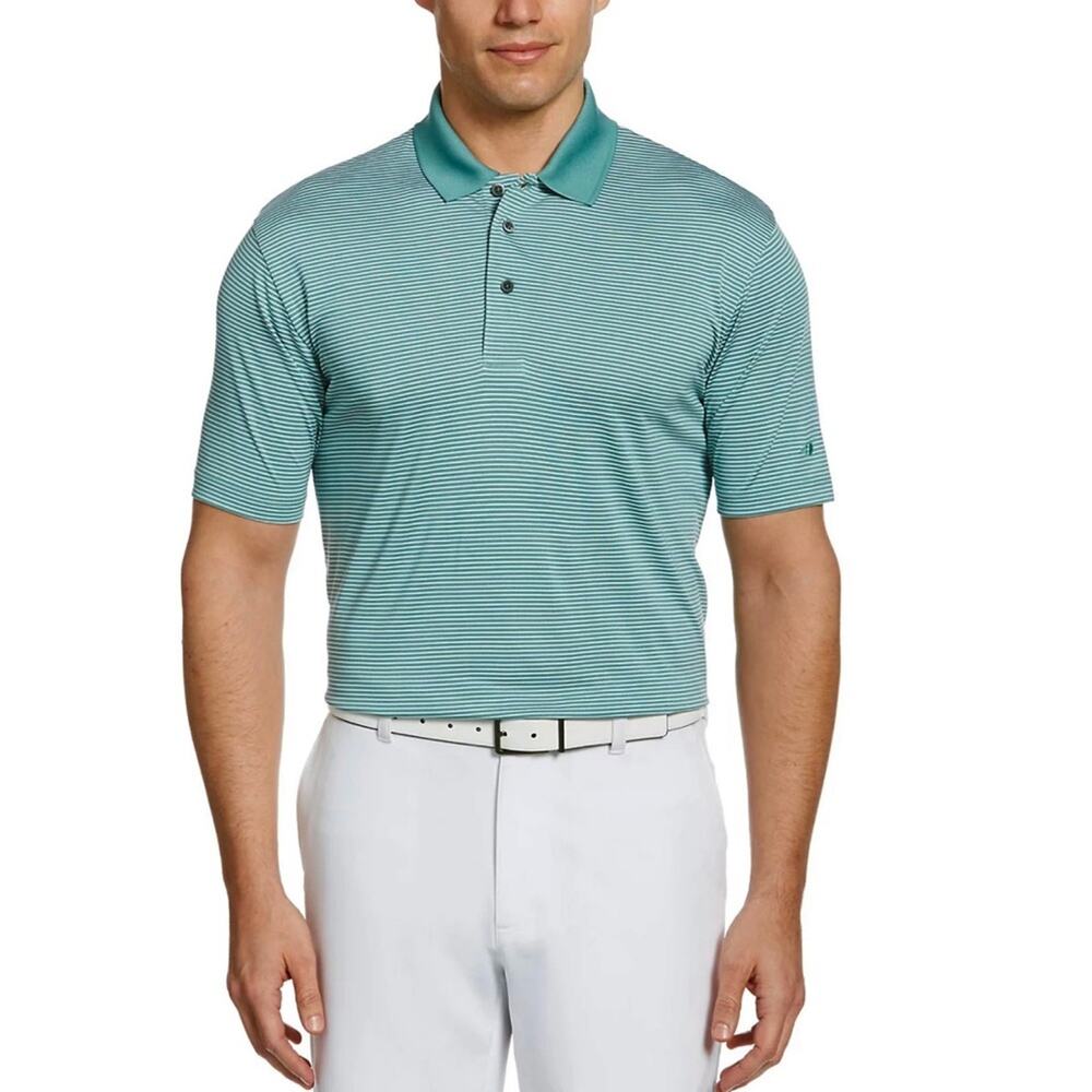 Grand Slam Green & White Striped Golf Polo Men's Large Dri-Flow